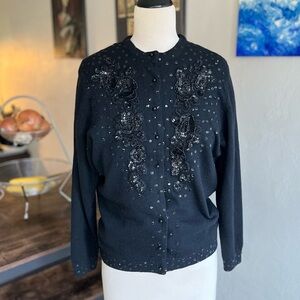 Vintage Vivian Forest Beaded Cardigan